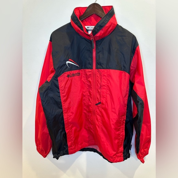 Columbia Other - Columbia Windbreaker w/ Packable Hood Red Black Medium